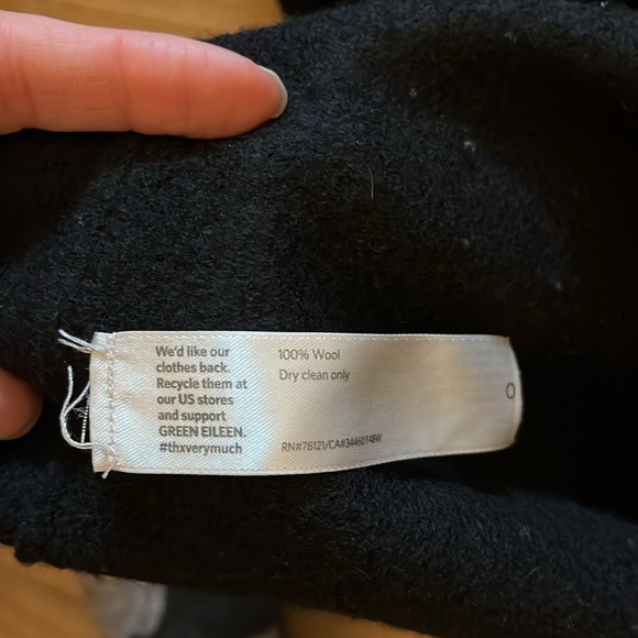 Eileen Fisher Woman black wool open front cardigan jacket - Picture 4 of 4